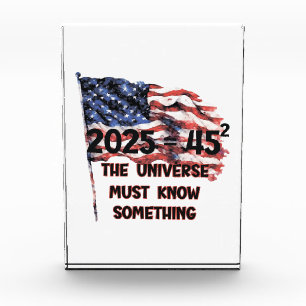 Flag of the United States. President Donald Trump. Photo Block