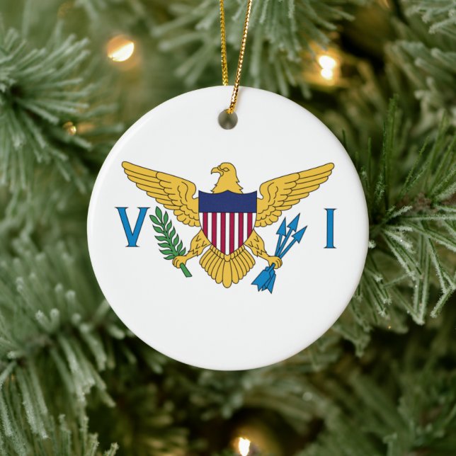 Flag of the United States Virgin Islands Ceramic Tree Decoration (Tree)