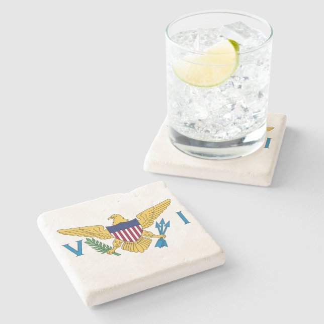 Flag of the United States Virgin Islands Stone Coaster (Side)