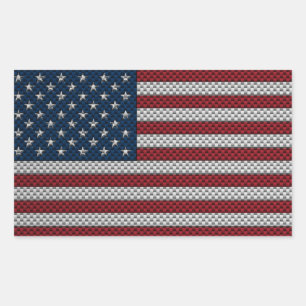 Flag of The United States with Carbon Fibre Effect Rectangular Sticker