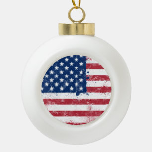 Flag of the USA Ceramic Ball Christmas Ornament