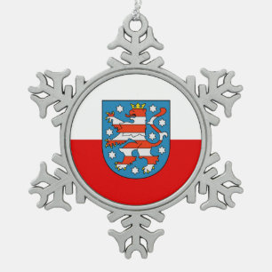 Flag of Thuringia Snowflake Pewter Christmas Ornam Snowflake Pewter Christmas Ornament