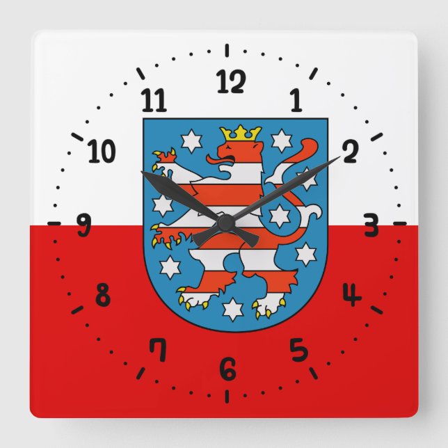 Flag of Thuringia Square Wall Clock (Front)