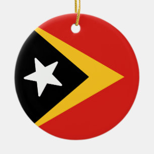 Flag of Timor-Leste Ceramic Tree Decoration