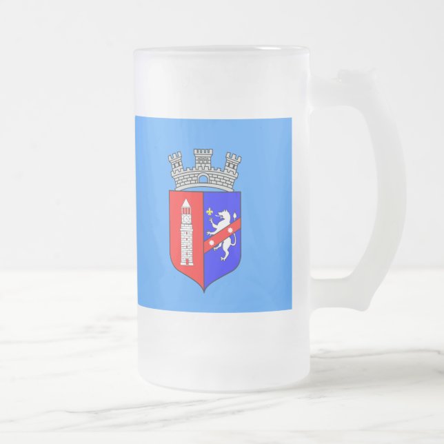 Flag of Tirana, Albania Frosted Glass Beer Mug (Right)