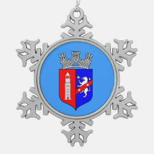 Flag of Tirana, Albania Snowflake Pewter Christmas Ornament