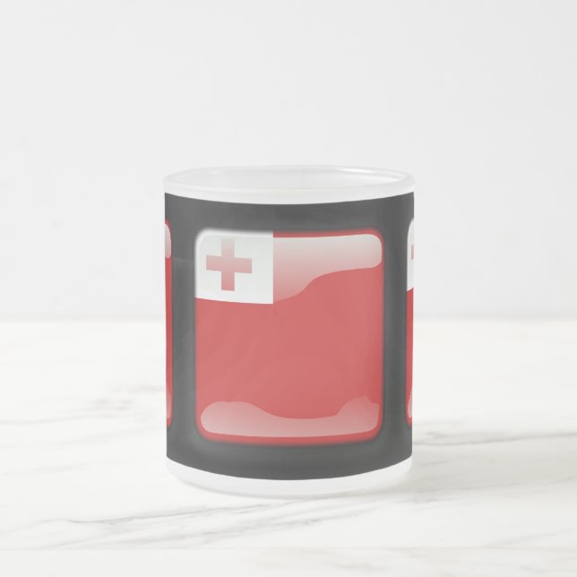 Flag of Tonga Frosted Glass Coffee Mug (Center)
