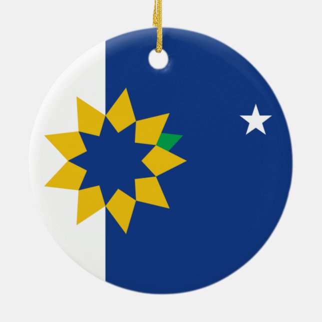 Flag of Topeka (Kansas) Ceramic Tree Decoration (Back)