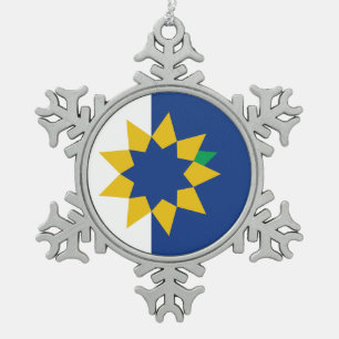 Flag of Topeka, Kansas Snowflake Pewter Christmas Ornament