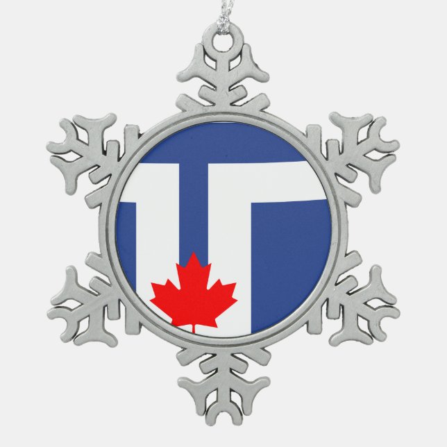 Flag of Toronto, Ontari Snowflake Pewter Christmas Ornament (Front)