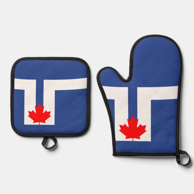 Flag of Toronto, Ontario Oven Mitt & Pot Holder Set (Front)