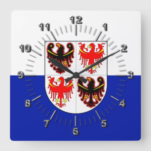 Flag of Trentino-Alto Adige (Italy) Square Wall Clock