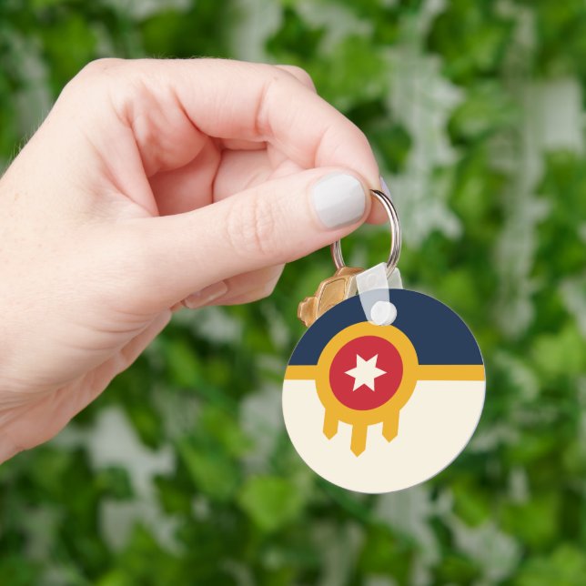 Flag of Tulsa city, Oklahoma State Key Ring (Hand)