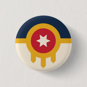 Flag of Tulsa, Oklahoma 3 Cm Round Badge