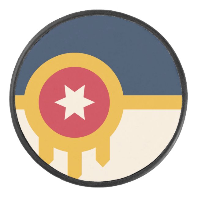 Flag of Tulsa, Oklahoma Hockey Puck (Front)