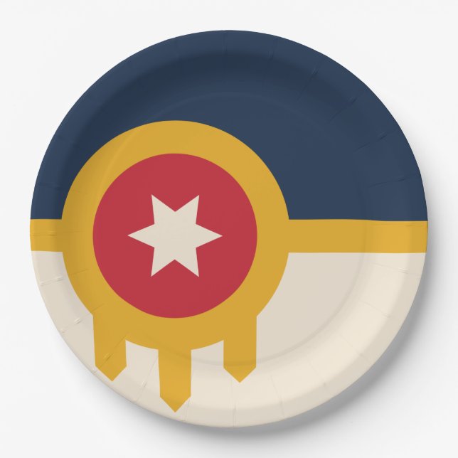 Flag of Tulsa, Oklahoma Paper Plate (Front)
