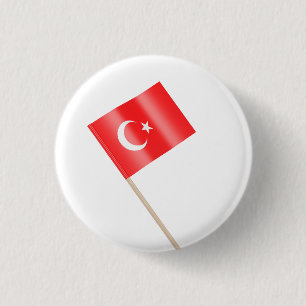 Flag of Turkiye 3 Cm Round Badge