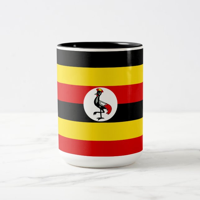 Flag of Uganda Two-Tone Coffee Mug (Center)