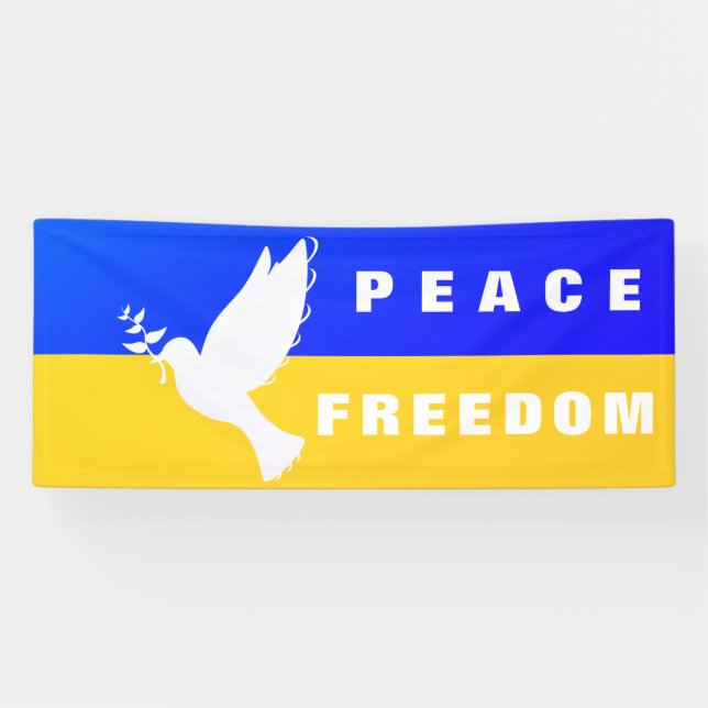 Flag of Ukraine Banner Dove of Peace - Freedom (Horizontal)