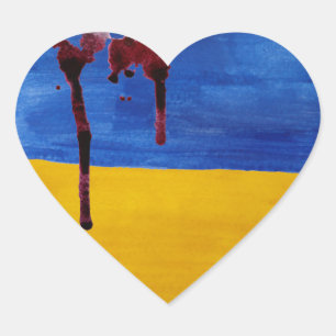 Flag of Ukraine bleeding Heart Stickers