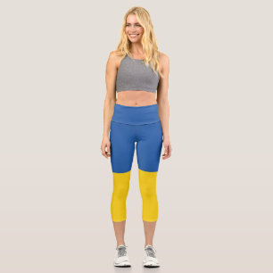 Flag of Ukraine Button Capri Leggings