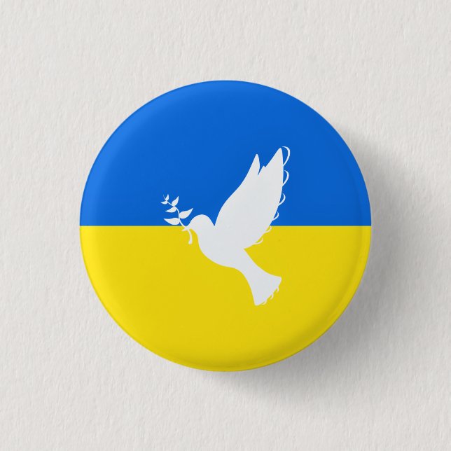 Flag of Ukraine Button Dove of Peace - Freedom (Front)