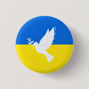 Flag of Ukraine Button Dove of Peace - Freedom