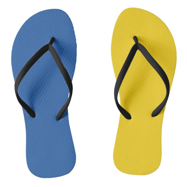 Flag of Ukraine Button Flip Flops (Footbed)