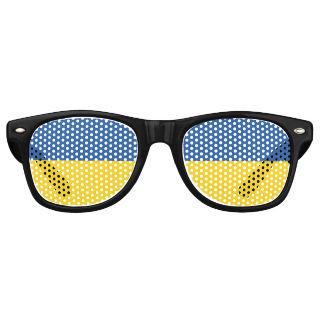 Flag of Ukraine Button Retro Sunglasses (Front)