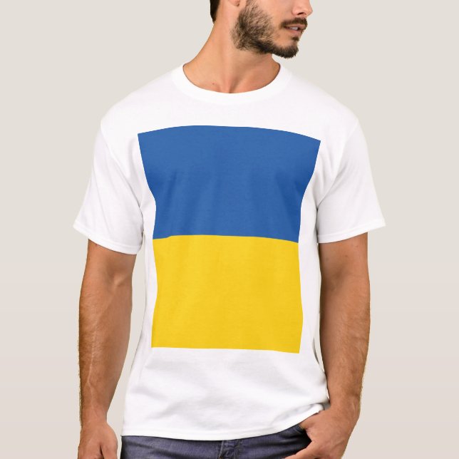 Flag of Ukraine Button T-Shirt (Front)