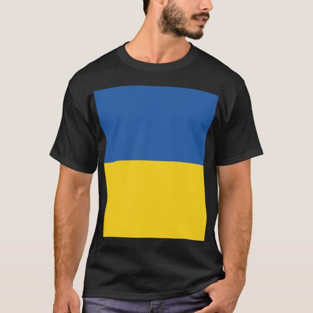 Flag of Ukraine Button T-Shirt (Front)