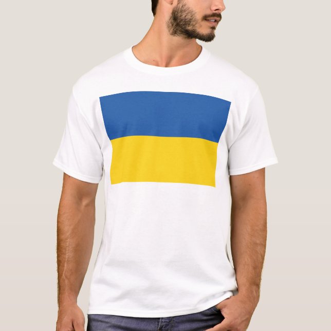 Flag of Ukraine Button T-Shirt (Front)