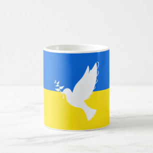 Flag of Ukraine Coffee Mugs Support Dove of Peace
