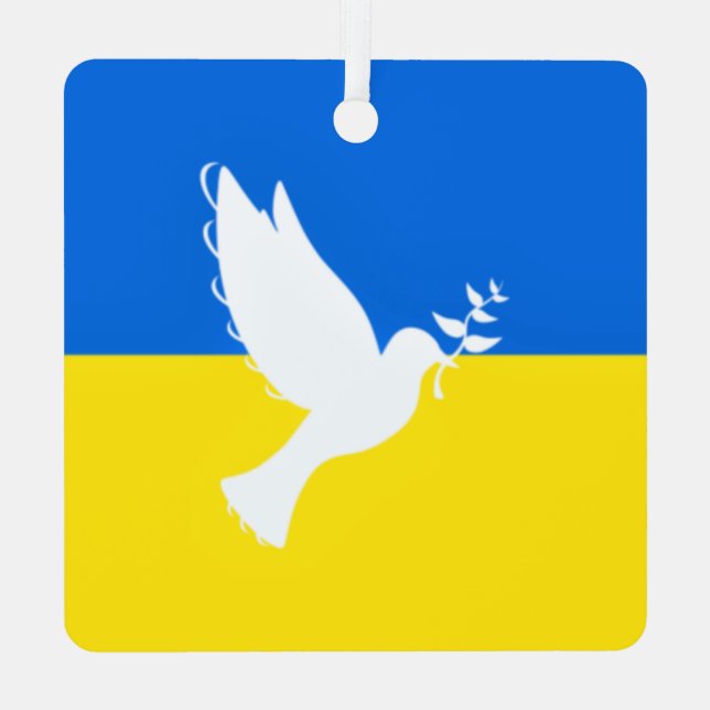 Flag of Ukraine Dove of Peace Christmas Ornament (Back)