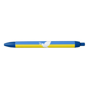 Flag of Ukraine - Dove of Peace - Freedom - Peace Blue Ink Pen