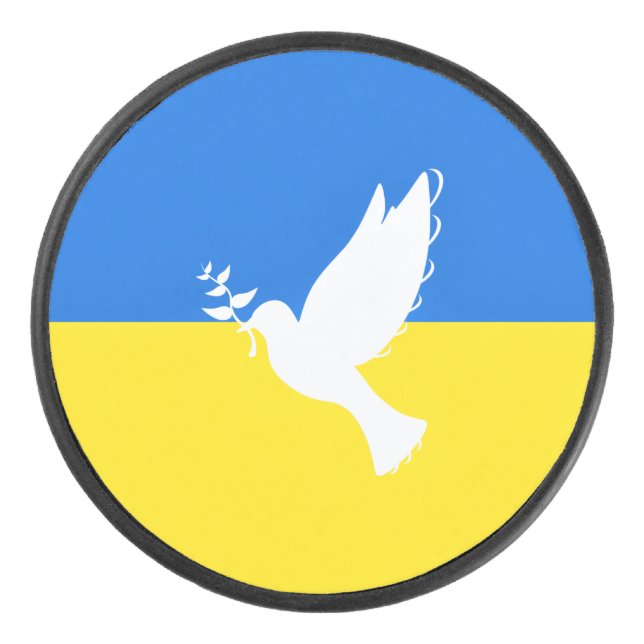 Flag of Ukraine - Dove of Peace - Freedom - Peace  Hockey Puck (Front)