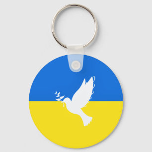 Flag of Ukraine - Dove of Peace - Freedom - Peace  Key Ring