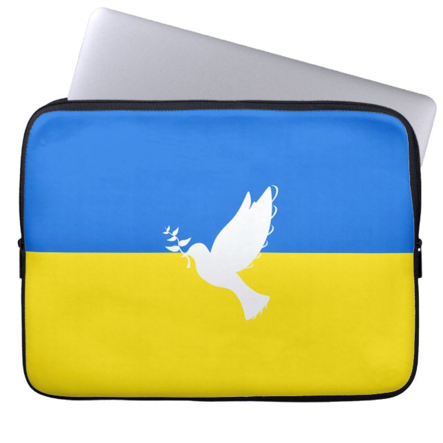 Flag of Ukraine - Dove of Peace - Freedom - Peace  Laptop Sleeve (Front)