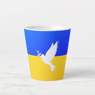 Flag of Ukraine - Dove of Peace - Freedom - Peace Latte Mug