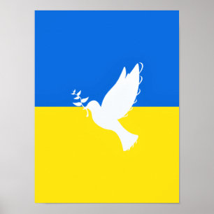 Flag of Ukraine - Dove of Peace - Freedom - Peace Poster