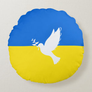 Flag of Ukraine - Dove of Peace - Freedom - Peace  Round Cushion