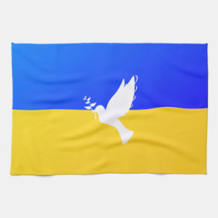 Flag of Ukraine - Dove of Peace - Freedom - Peace Tea Towel