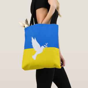 Flag of Ukraine - Dove of Peace - Freedom - Peace Tote Bag