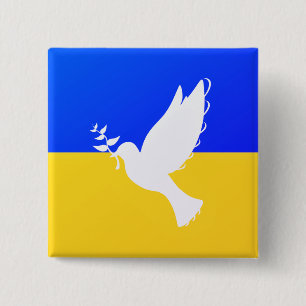 Flag of Ukraine - Dove of Peace - Peace Button