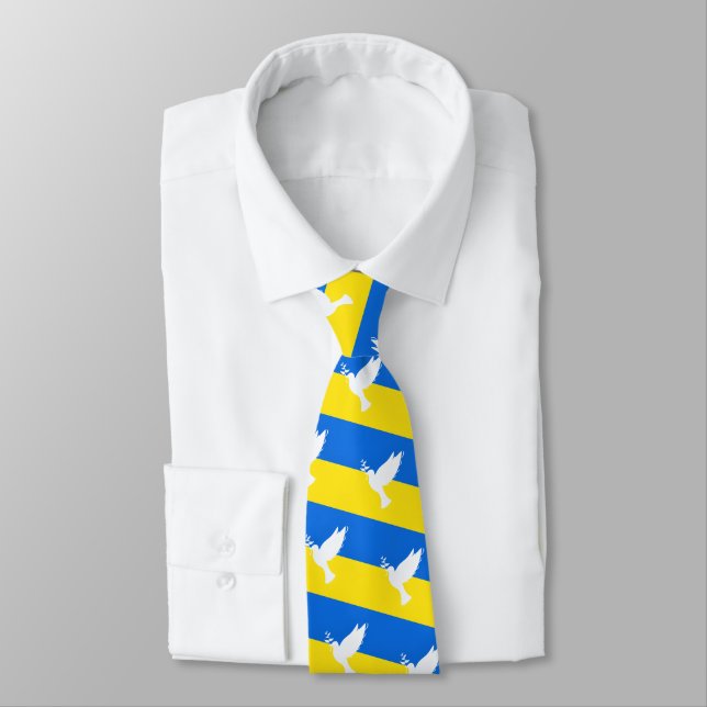 Flag of Ukraine - Dove of Peace - Peace - Freedom  Tie (Tied)