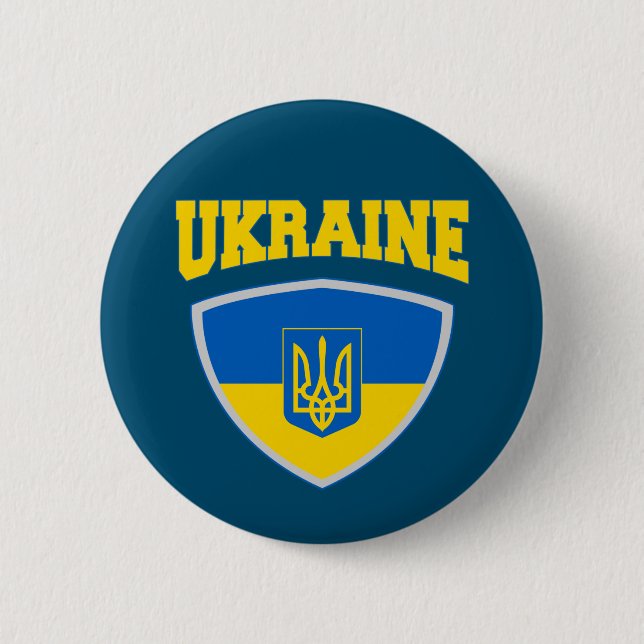 Flag Of Ukraine & Emblem 6 Cm Round Badge (Front)