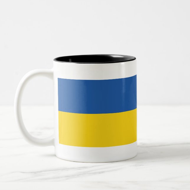 Flag of Ukraine Two-Tone Coffee Mug (Left)