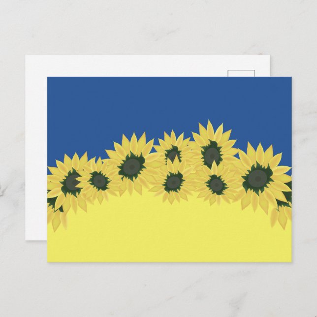 Flag of Ukraine with sunflowers Postcard (Front/Back)