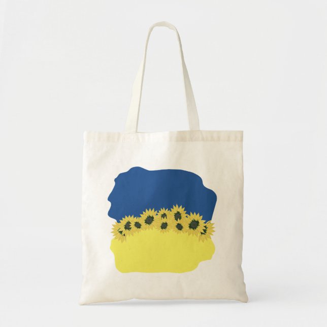 Flag of Ukraine with sunflowers Tote Bag (Front)