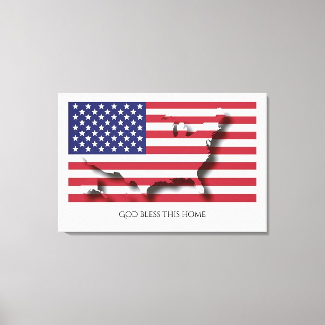 Flag of USA AMERICA Patriotic Home Customised Text Canvas Print (Front)